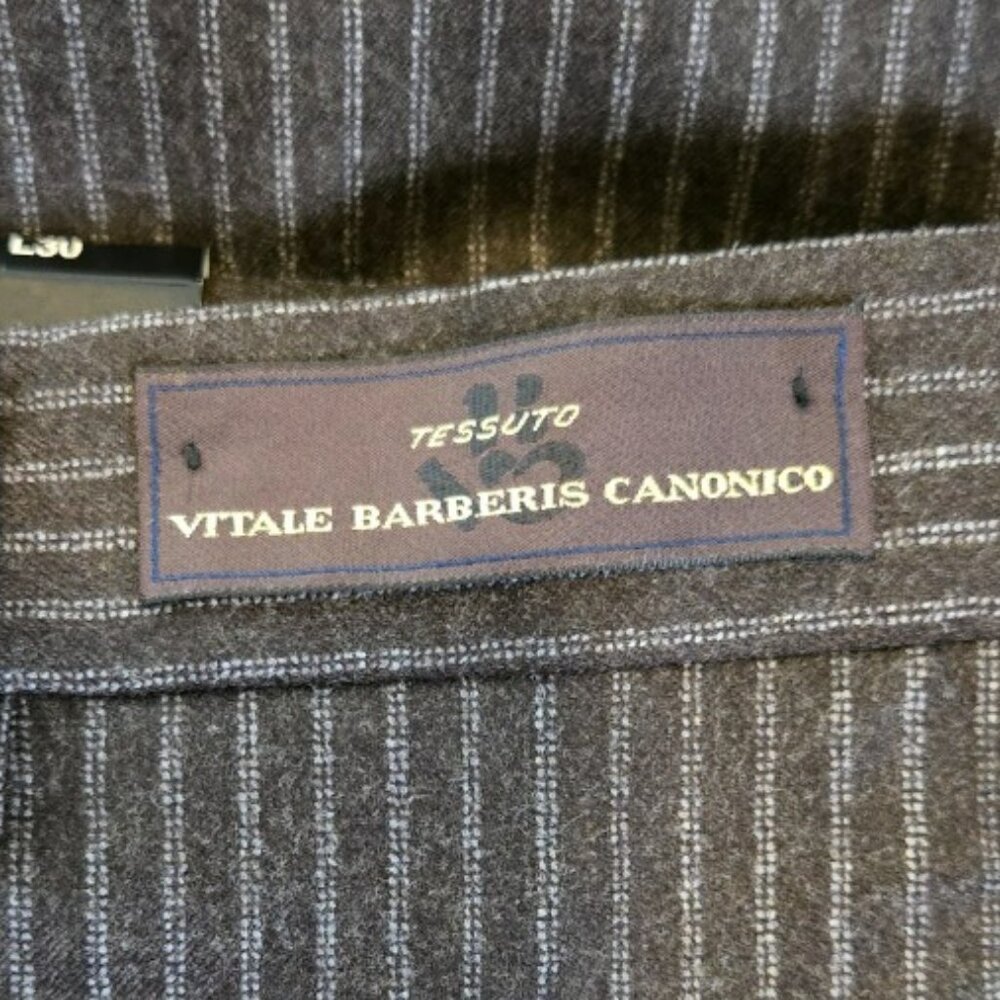 David Bishop NWT W34 X L30 Men's Black Pinstripe Dress Pants Made in Italy - Picture 6 of 14
